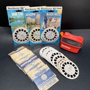 Vintage View Master Reels And 3D Projector 58 Reels Christmas Travel Disney, Lot